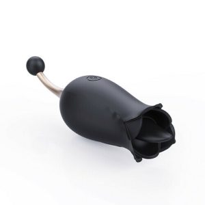 Vibrator – Clit Stimulator Flicking Tongue Black Rose Shape