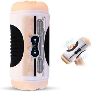 Two Motor Vibrating 2 in 1 Pussy Anus Stroker