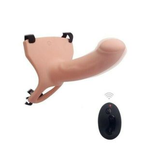 Dildo – Remote 10 Vibrating Hollow Strap-on