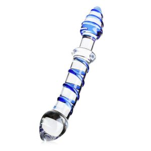 Dildo - Swirly Butt Plug Glass Double Headed
