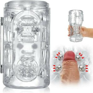 8 Steel Balls Flip Open Transparent Male Stroker