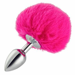 Butt Plug – Metal Pink Hairball Base for Experienced Men or Women 5.51 Inch