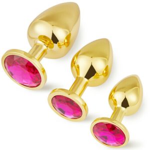 Butt Plug – Bestvibe 3 Pieces Gold Jewelled Aluminium