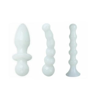 Different Shapes Anal Plugs Set of 3 – White Jade