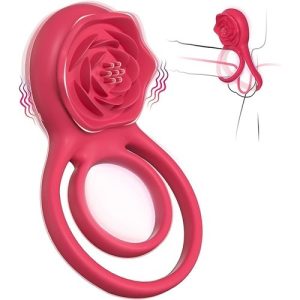 Cock Ring – Bestvibe 7 Vibrating Dual Loop Rose for Couple Fun