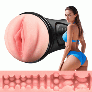 Masturbator – 【6.5 IN Depth】Pressure Palm 10 Vibrations Realistic Labia