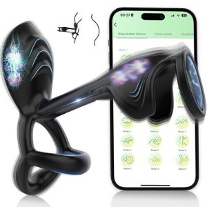 خاتم القضيب - بيست فايب زوجي استخدام APP التحكم في 10 سيليكون هزاز للذكور