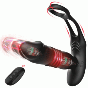 Dual Cock-Ring Thrusting Prostate Massager with 12 Vibrations – Saul