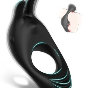 Vibrator – Vibrating Cock Ring with Rabbit Design, Rechargeable Cock Ring